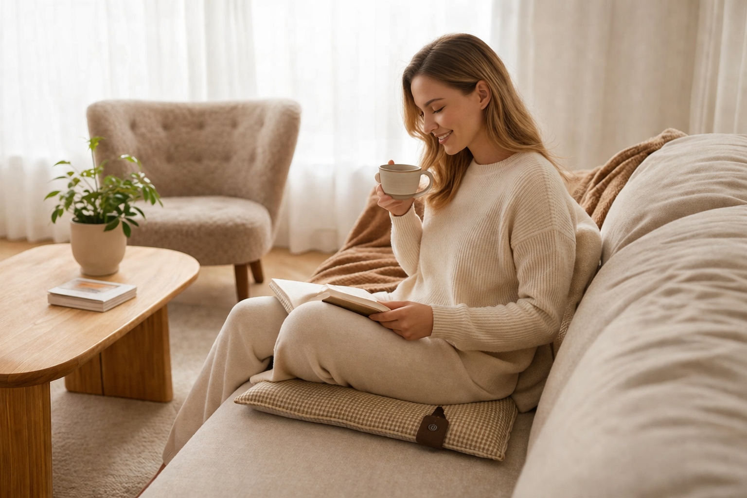 VAXIAM heated cushion in a home setting