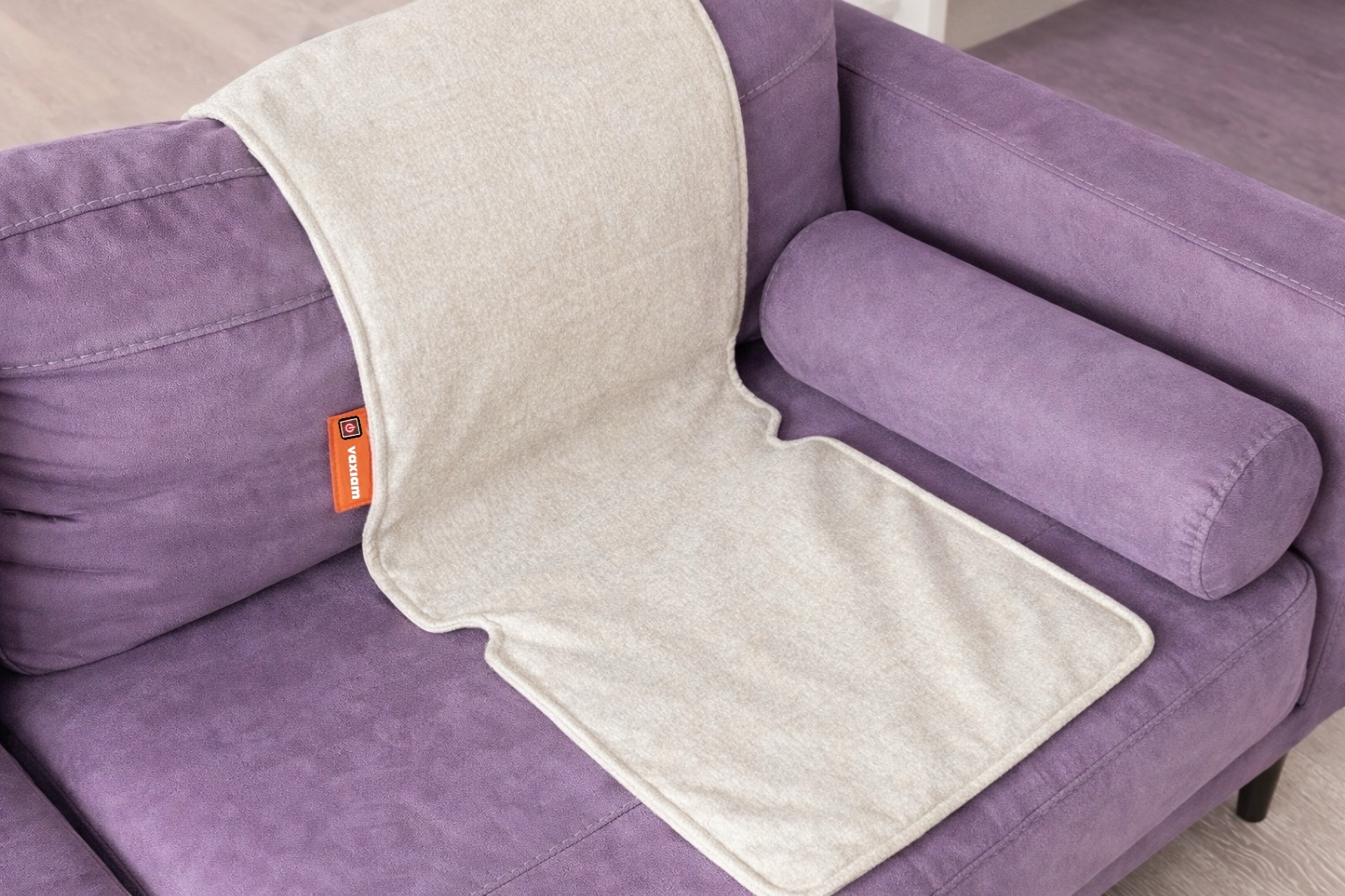 Heated cushion on a sofa